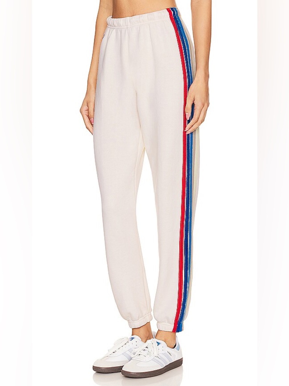Aviator Nation 5 Stripe Sweat Pants in White